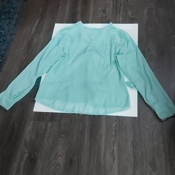 MICHAEL Michael Kors Mint Green Raw Hem High/Low Blouse 16 Quiet Luxury Classic - Picture 7 of 11